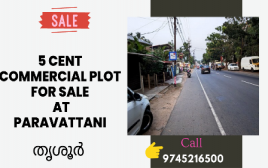 5 Cent Com Plot For Sale, Paravattani,Thrissur 